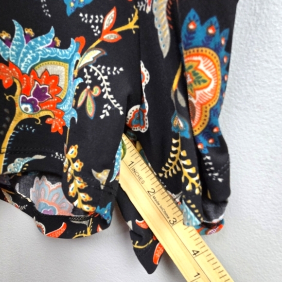 KAILEIGH Floral Romper Shorts Multicolor Black Womens Size XL Travel Comfy Soft - Picture 12 of 13